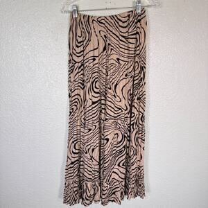 Lucia Lukken Broomskirt Skirt Womens Small Tiered Zebra Animal Print Boho Vtg